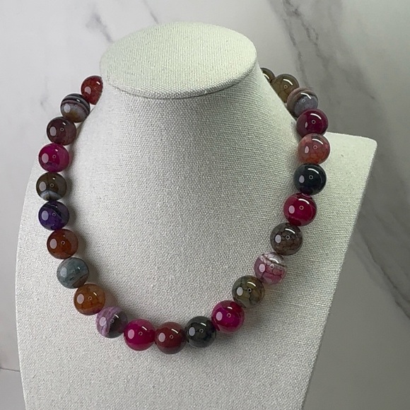 ✨Stunning Natural Pink Dragon Vein Agate Necklace ✨ - Picture 6 of 7